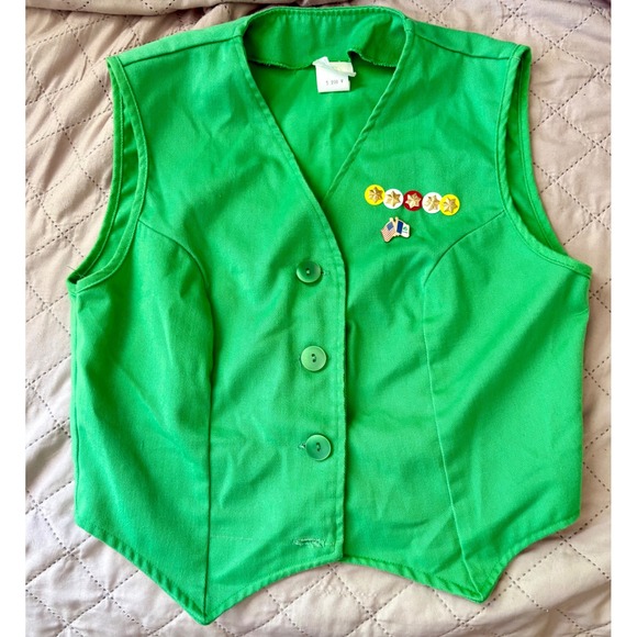 Girl Scouts Other - Vintage Girl Scouts Junior Green Uniform Vest with Pins Size 5/6 Kelly Green